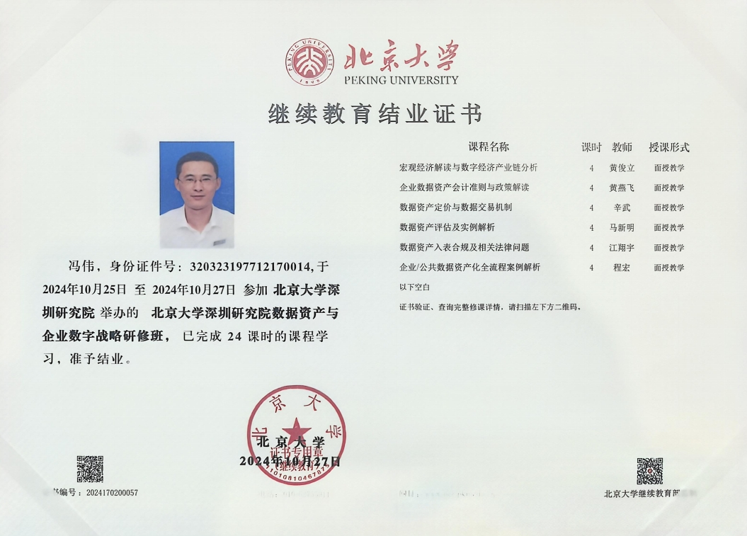 北京大學數(shù)據(jù)資產資質證書